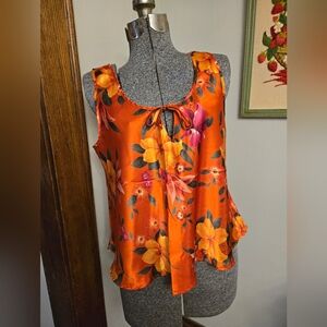 Vintage Victorias Secret Orange Silky Hawaiin Top